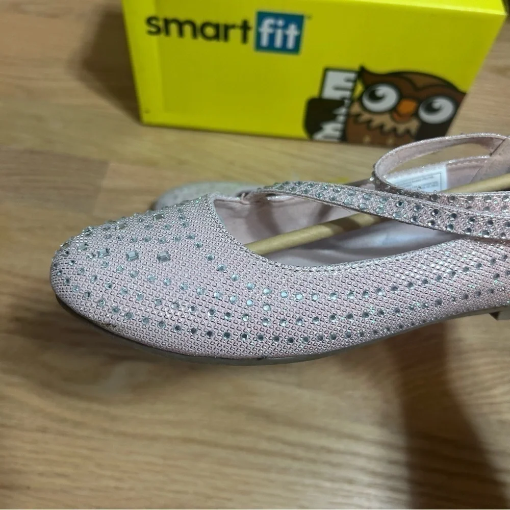 Smartfit Pink Jeweled Flats Dress Shoes Sz 4 NEW Kids Girls